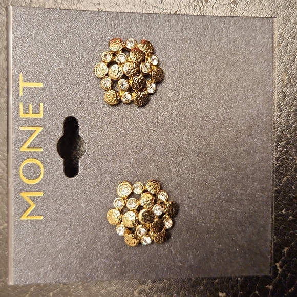 Monet earring gold and cubic zirconia diamonds. Very beautiful - Picture 1 of 1
